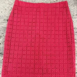 Ann Taylor Pink Eyelet Pencil Skirt